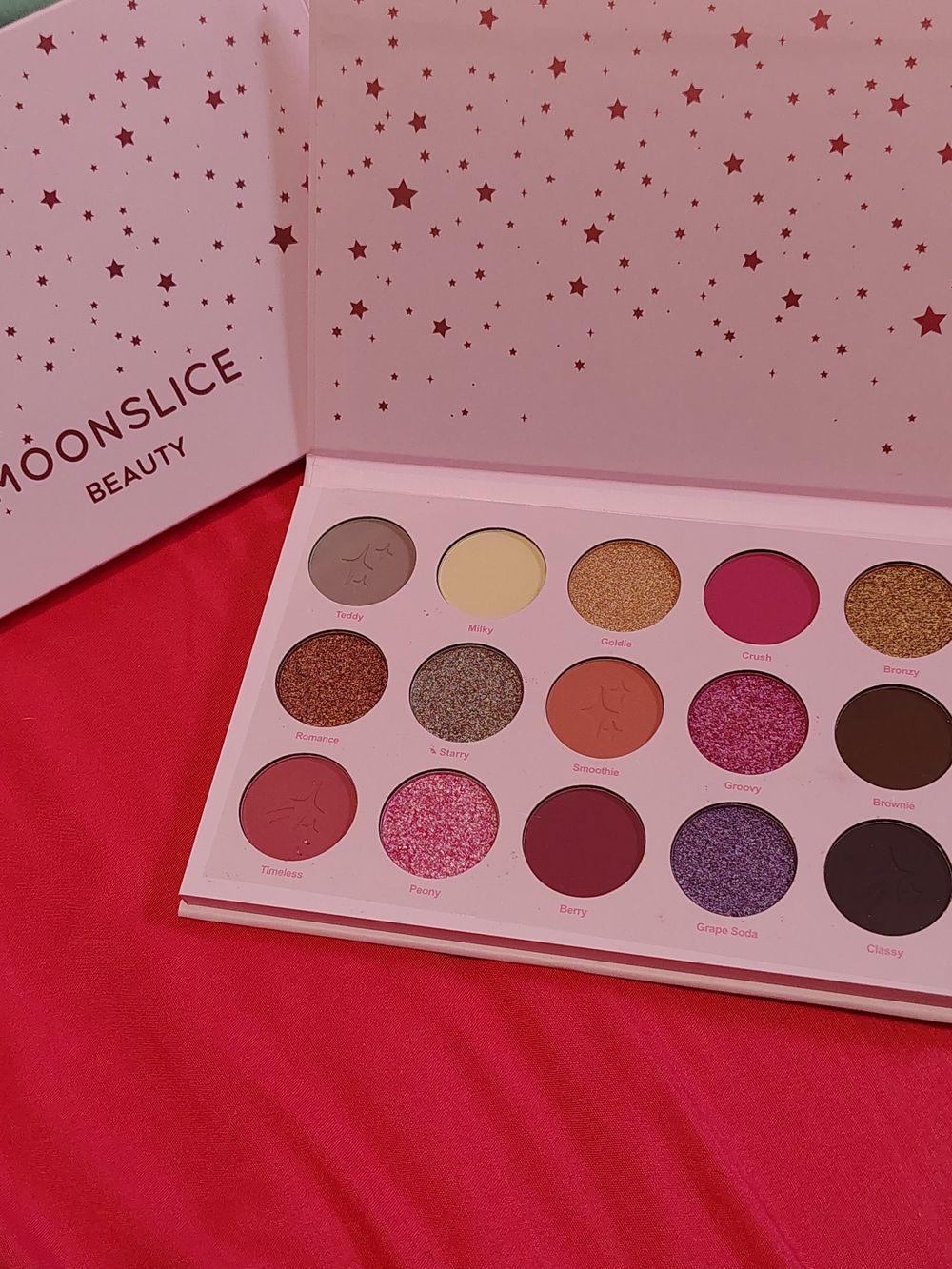 Moonslice Beauty 15-Color Eyeshadow Palette — Pink, Gold, Purple Mix